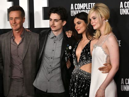 Edward Norton, Elle Fanning, Timothee Chalamet and Monica Barbaro