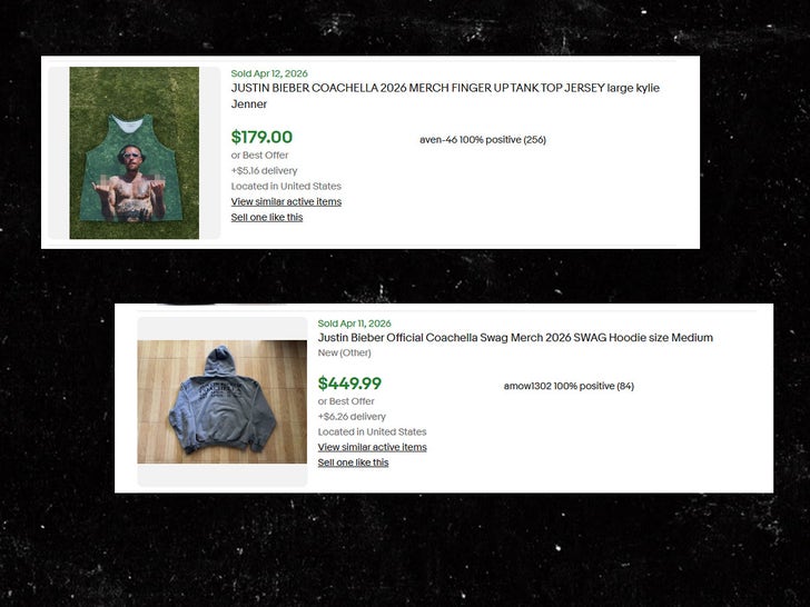 Justin Bieber's Coachella 2026 Merch Hits Ebay