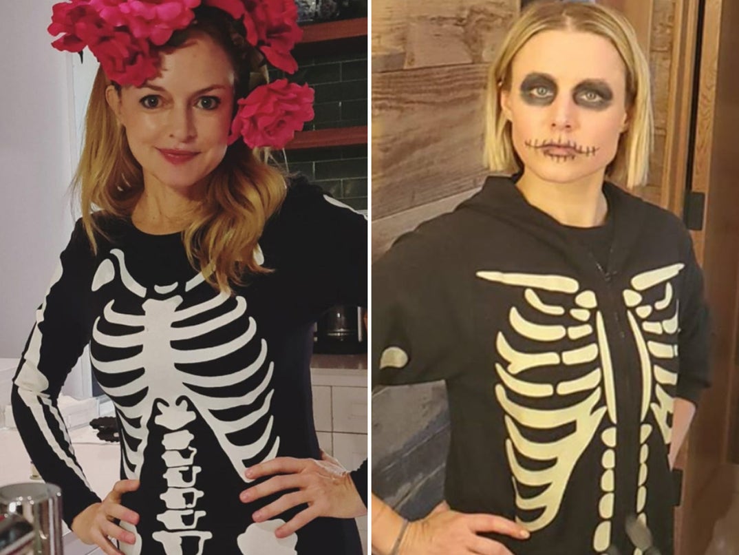 Heather Graham vs. Kristen Bell-- Skeleton Edition