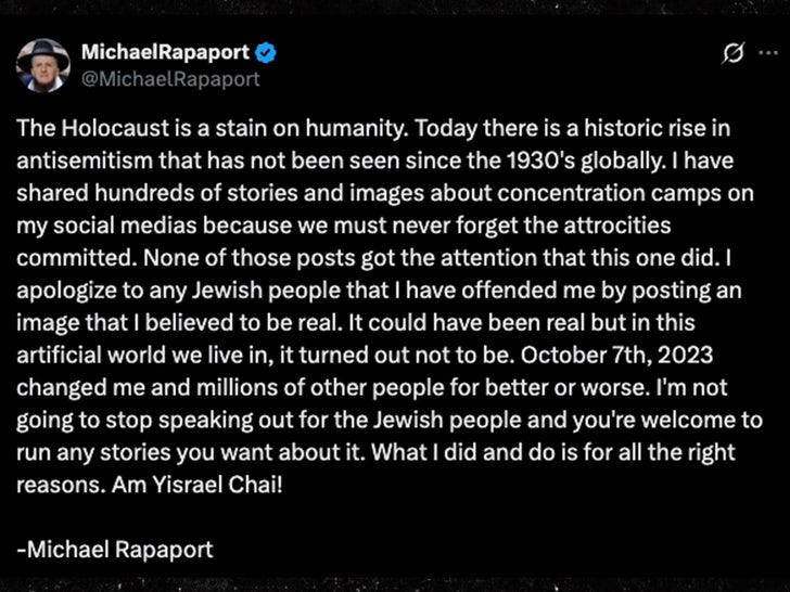 michael rapaport holocaust statement sub tweet x