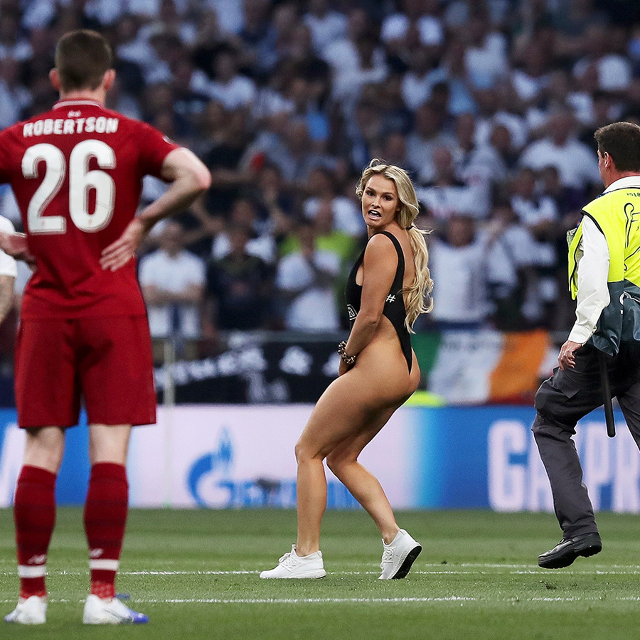 Champions League Streaker Plugs Russian Porn Site in Cheeky One-Piece