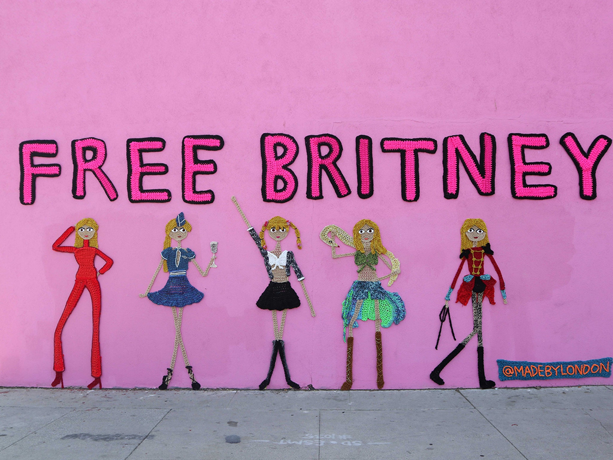 Britney Spears Yarn Art Display Supports #FreeBritney Movement
