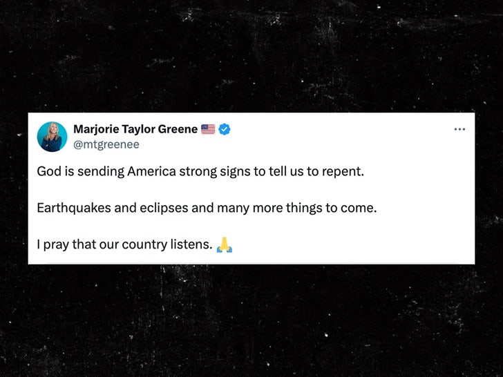 U.S federal lawmaker Marjorie Taylor Greene blames earthquakes and eclipses on God, says they strong signs for people to repent