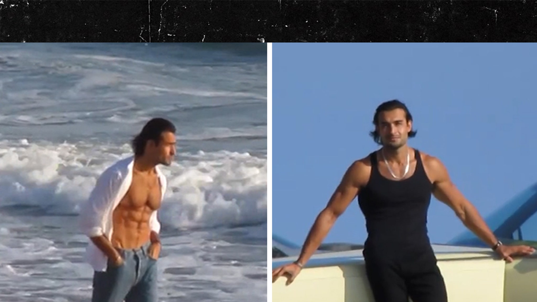 Sam Asghari Shows Off Rock-Hard Abs in Steamy Malibu Beach Photo Shoot