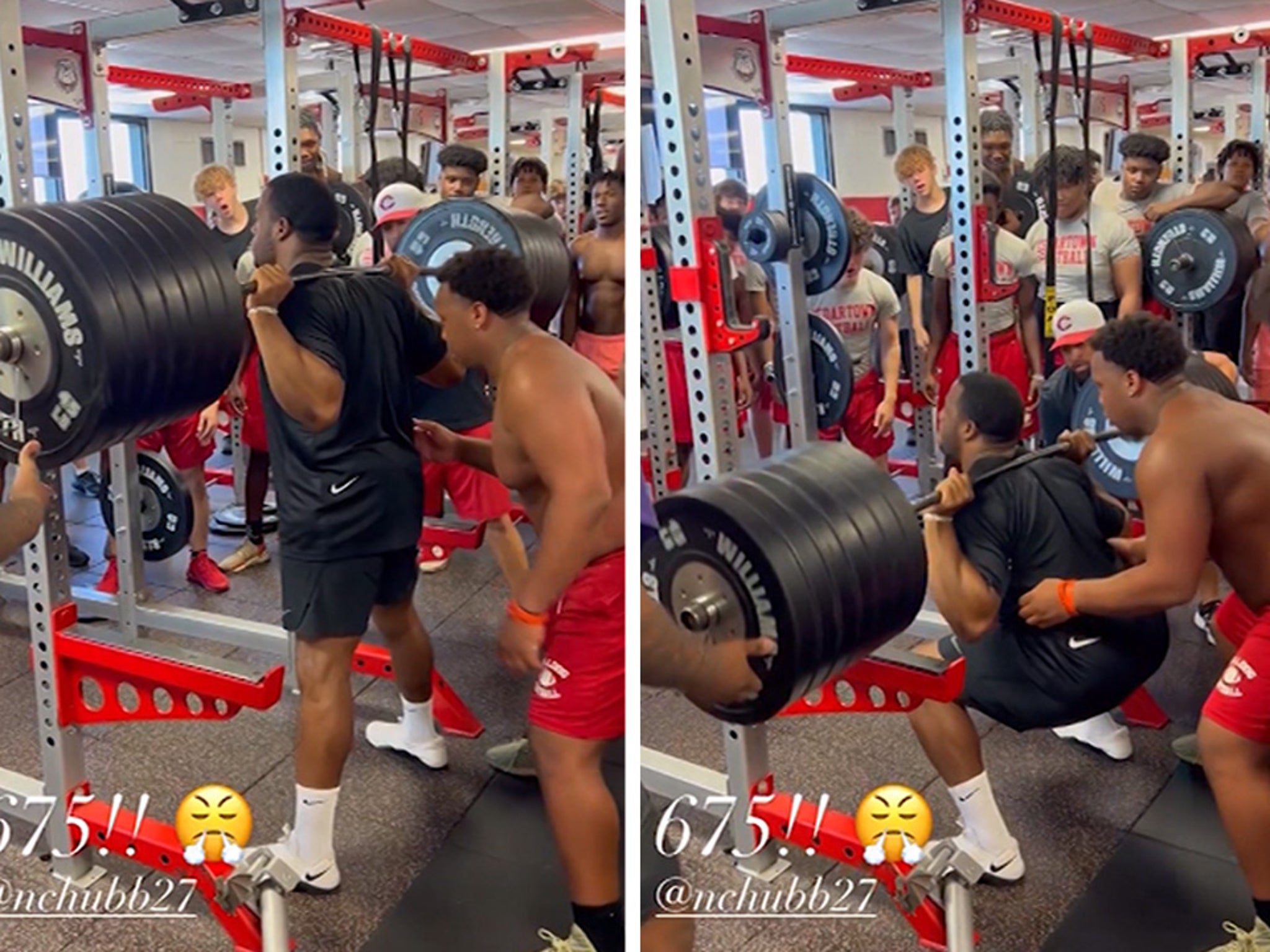 Nick Chubb squatting 675 pounds 