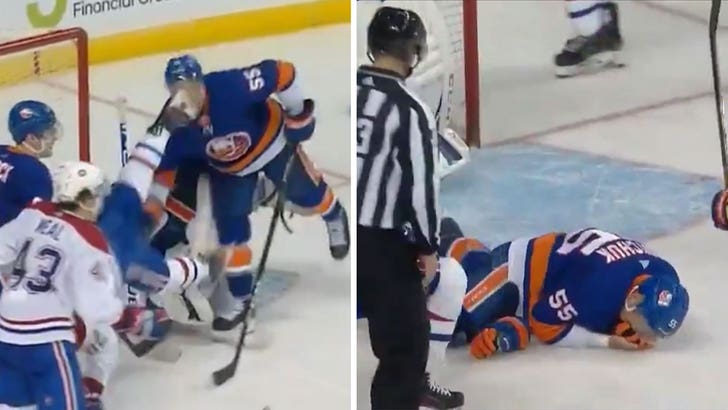 New York Islanders defenseman Johnny Boychuk was kicked in the face with a skate Tuesday night ... and the scene was scary as hell.