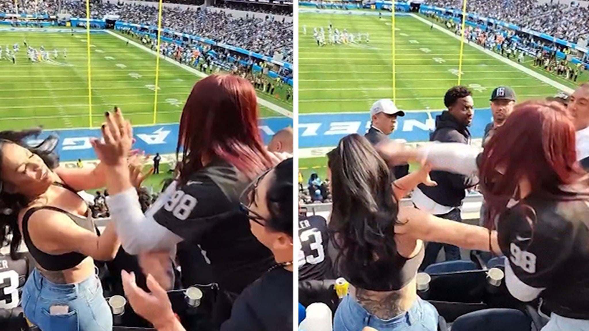 Two women engage in violent brawl in the stands during Raiders game