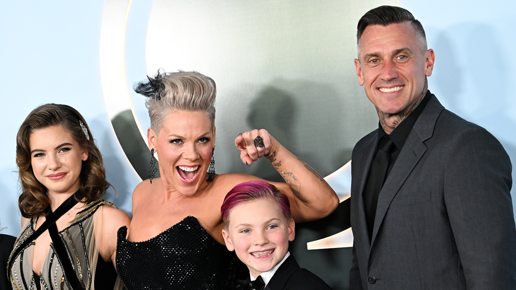 Pink Walks Tony Awards Carpet With Carey Hart and Kids