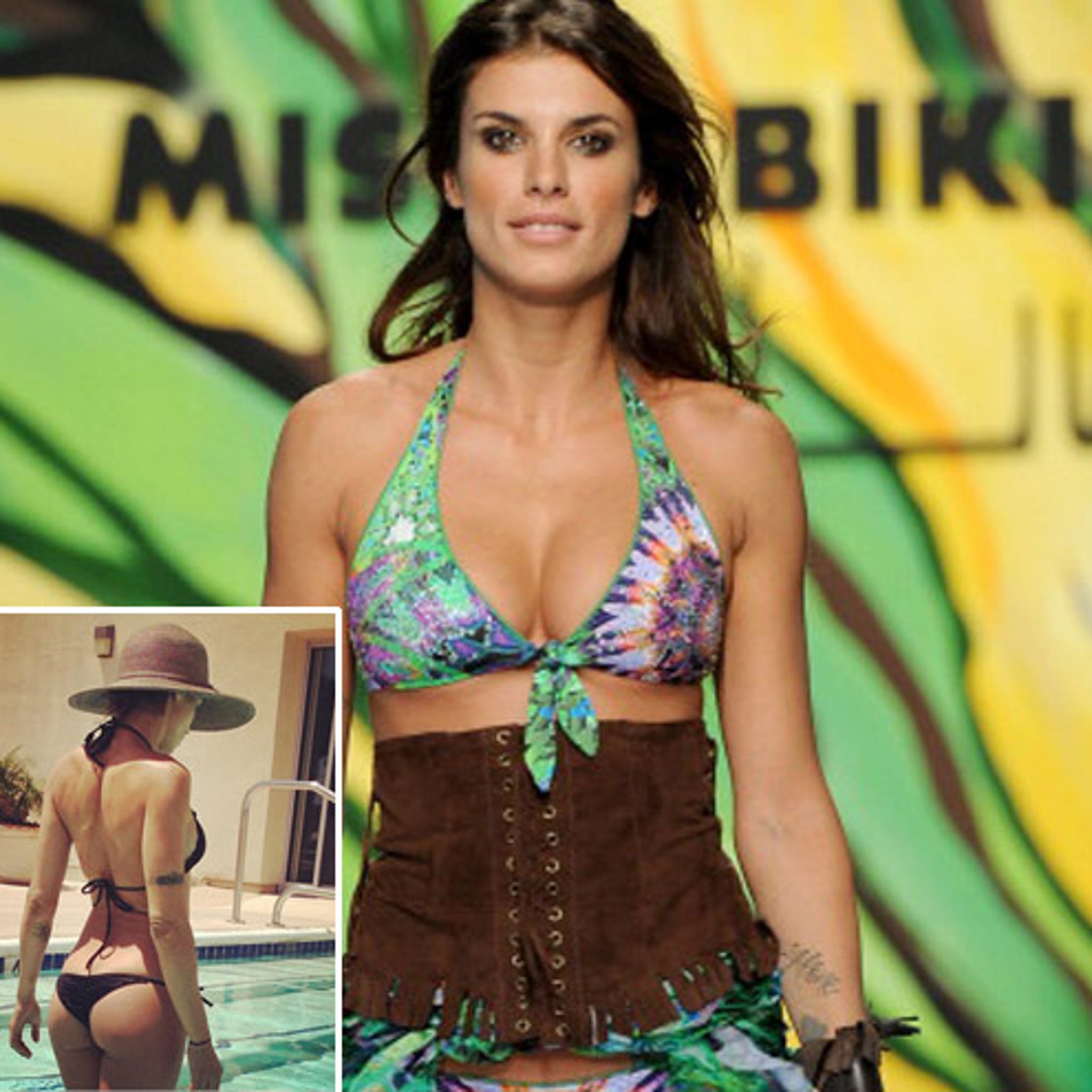 Elisabetta Canalis's bikini reveals a little too much as she