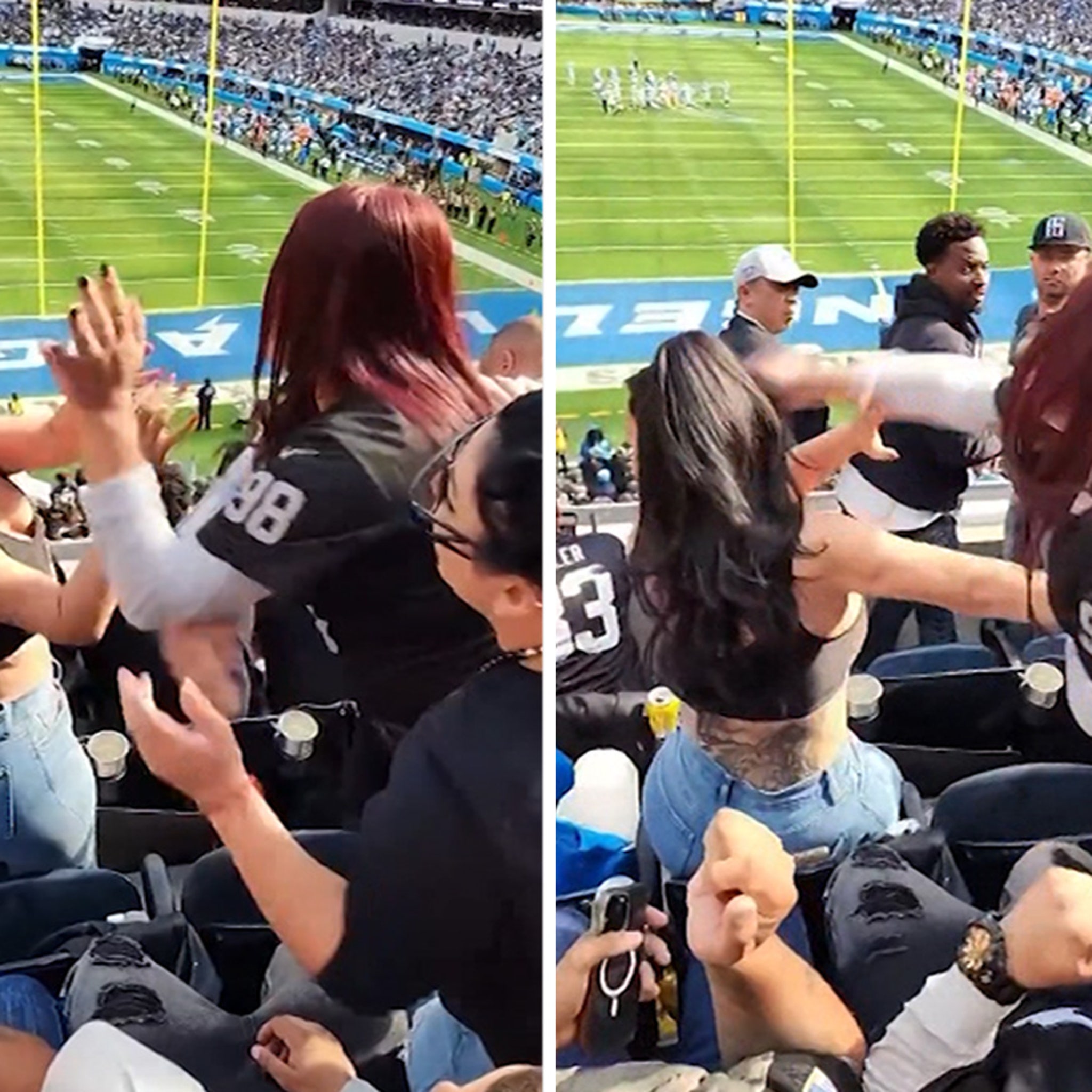 Raiders fan thrown down steps during vicious fight at Chargers game