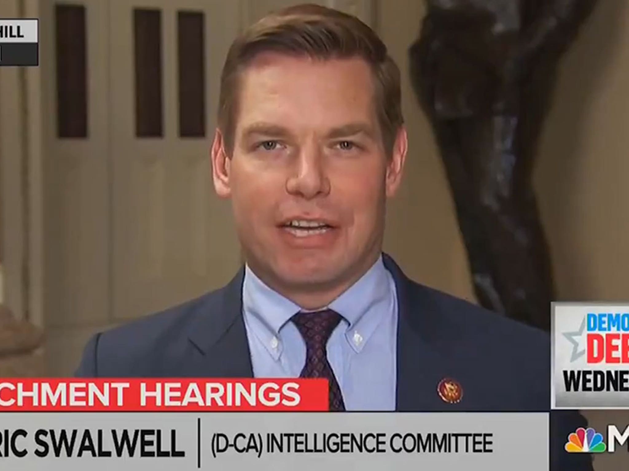 Rep. Eric Swalwell Appears to Fart Live on TV Network Mug Blamed