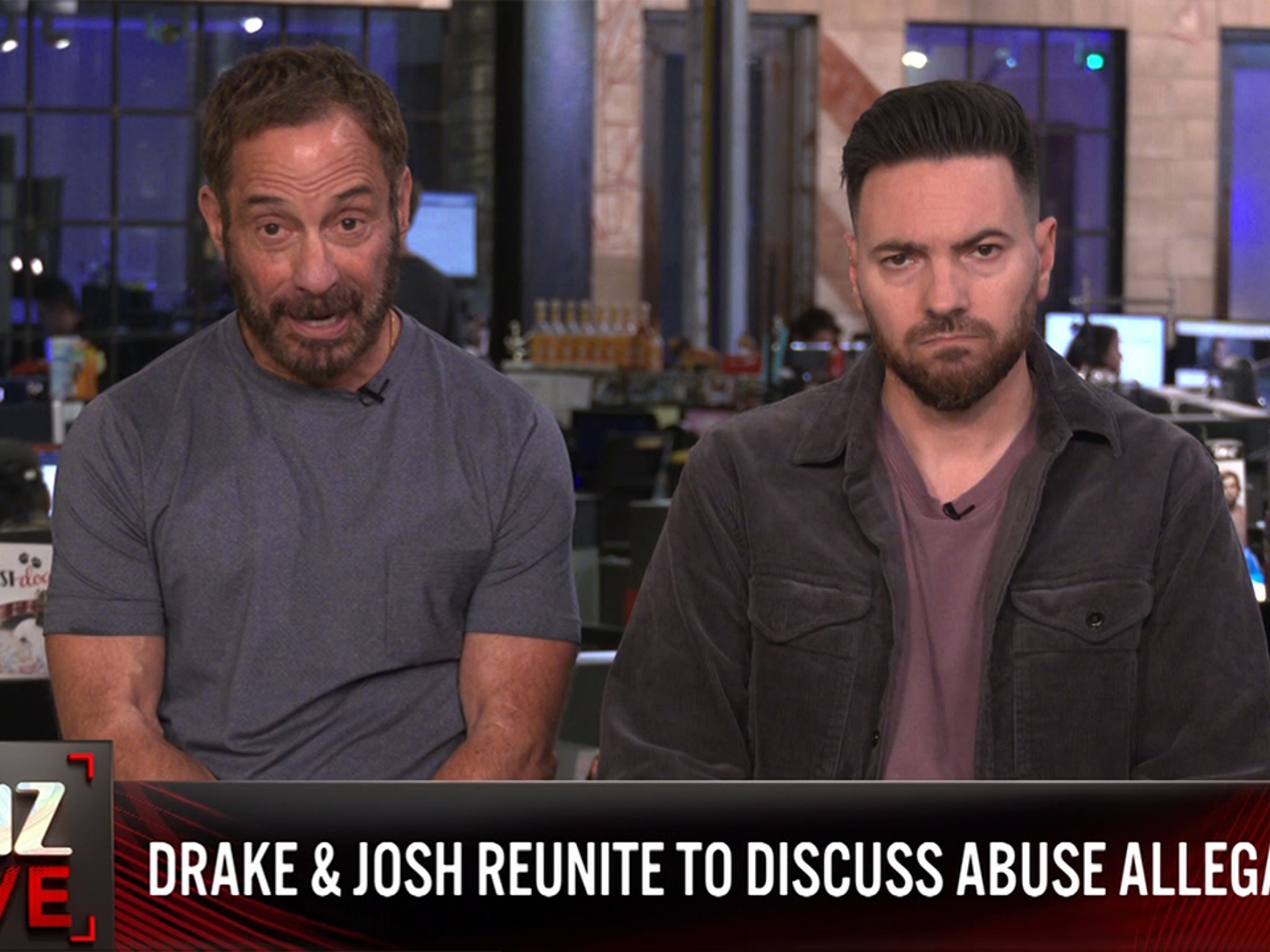 Drake Bell \u0026 Josh Peck Reunite to Discuss 'Quiet on Set' Doc for First Time  | TMZ Live, image size:2048x1536