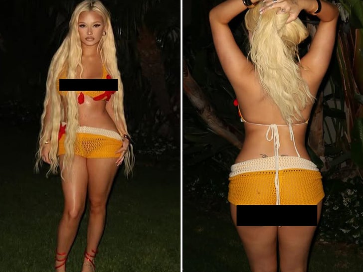 Alabama Barker Gets Cheeky in Crochet Bikini Night Photo Shoot