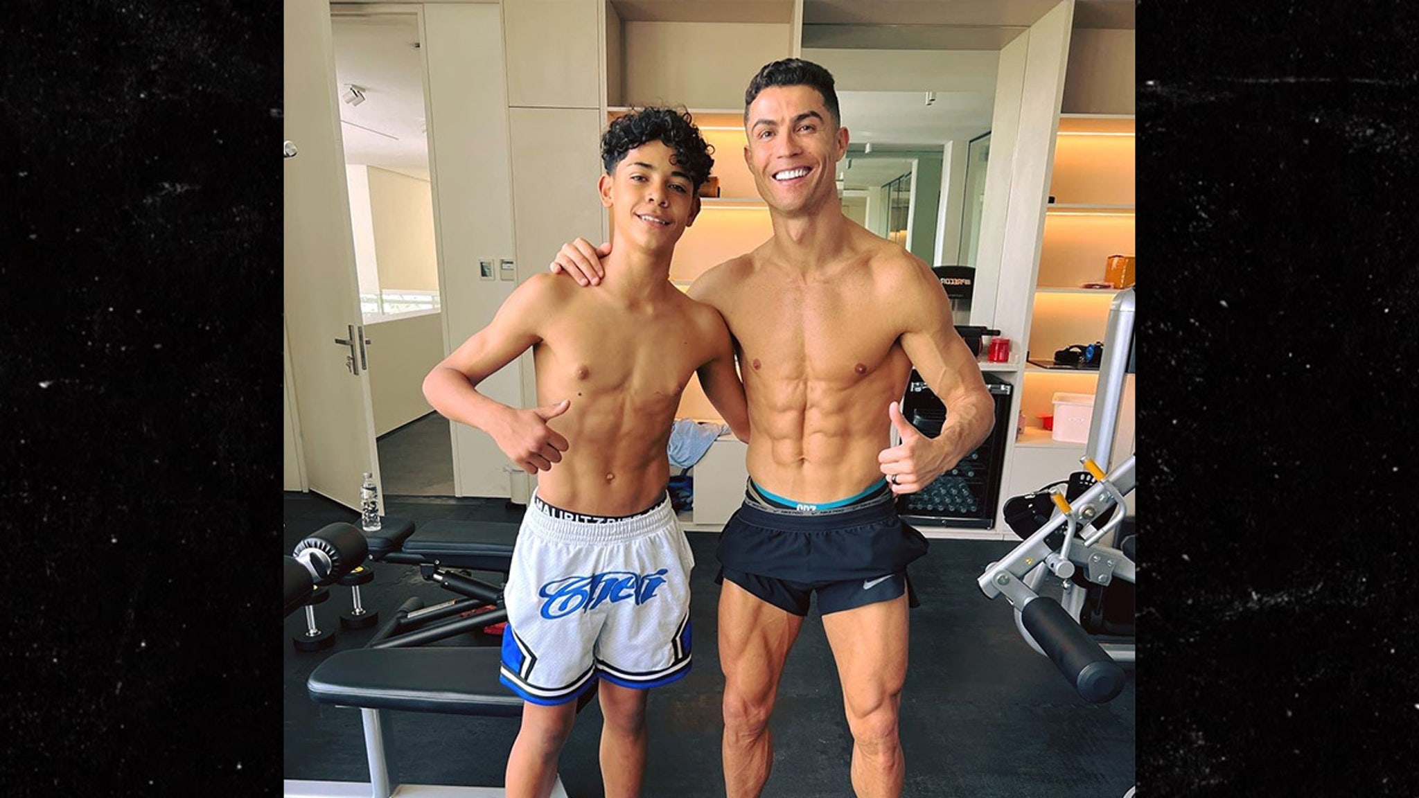 Cristiano Ronaldo,13-Year-Old Son Show Off Shredded Abs After Workout