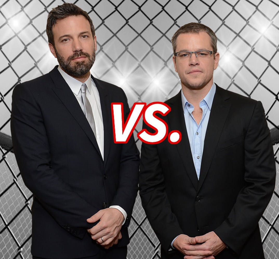 Best friends forever... Ben Affleck (42) vs. Matt Damon (44) make it a Boston battle.