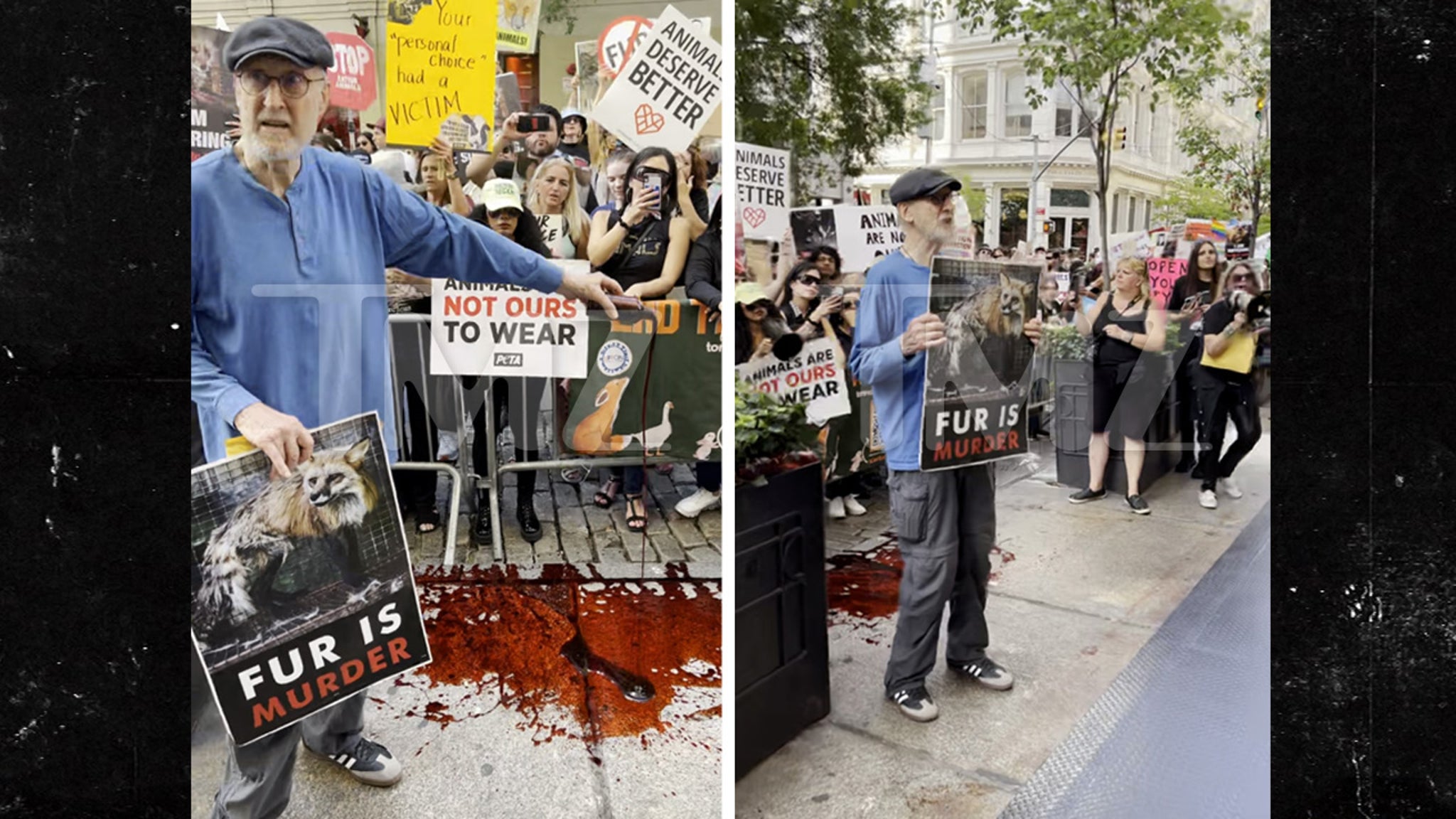 James Cromwell Joins Animal Rights Protesters at NYC Louis Vuitton