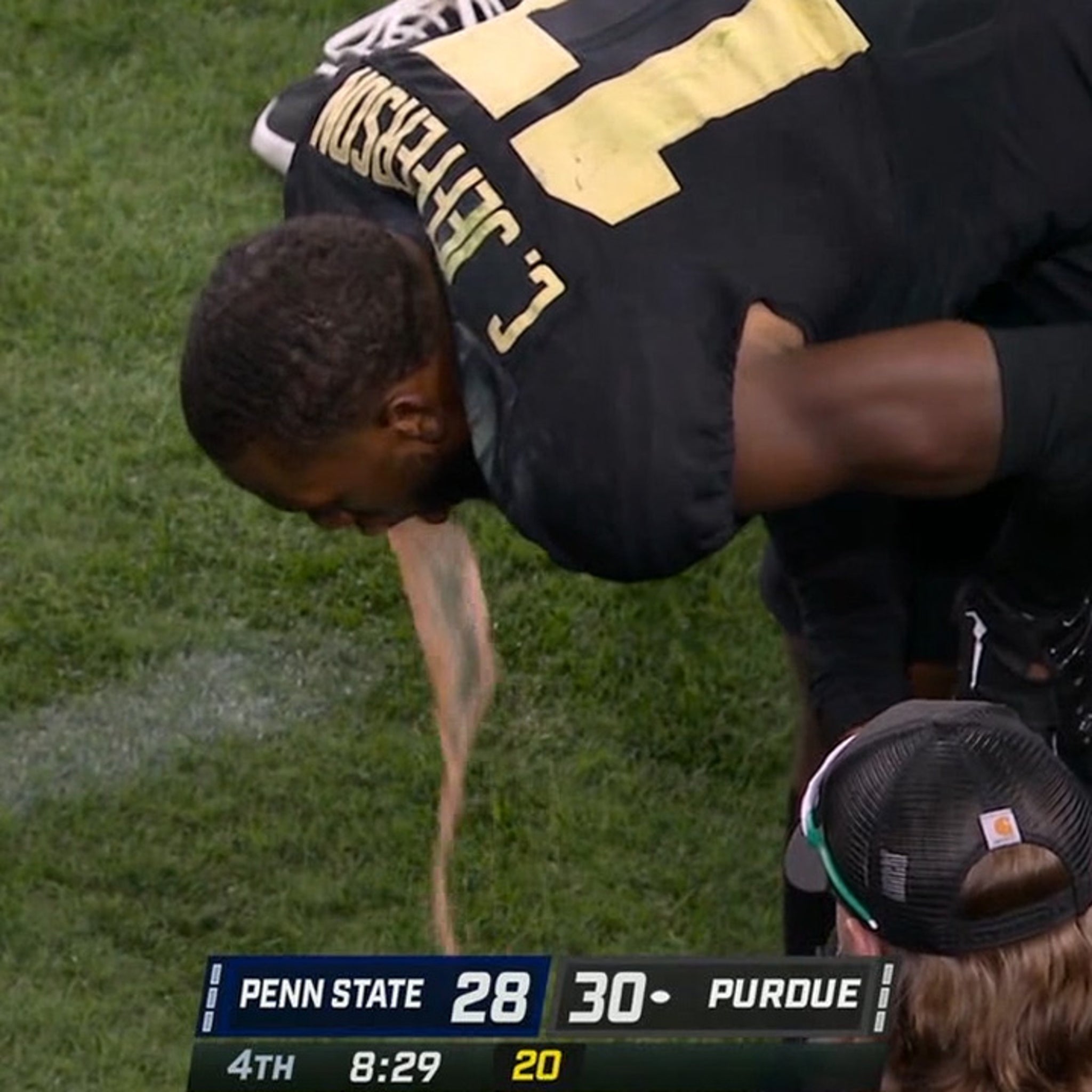 Purdue Football Player Scores Pick Six, Immediately Throws Up Everywhere