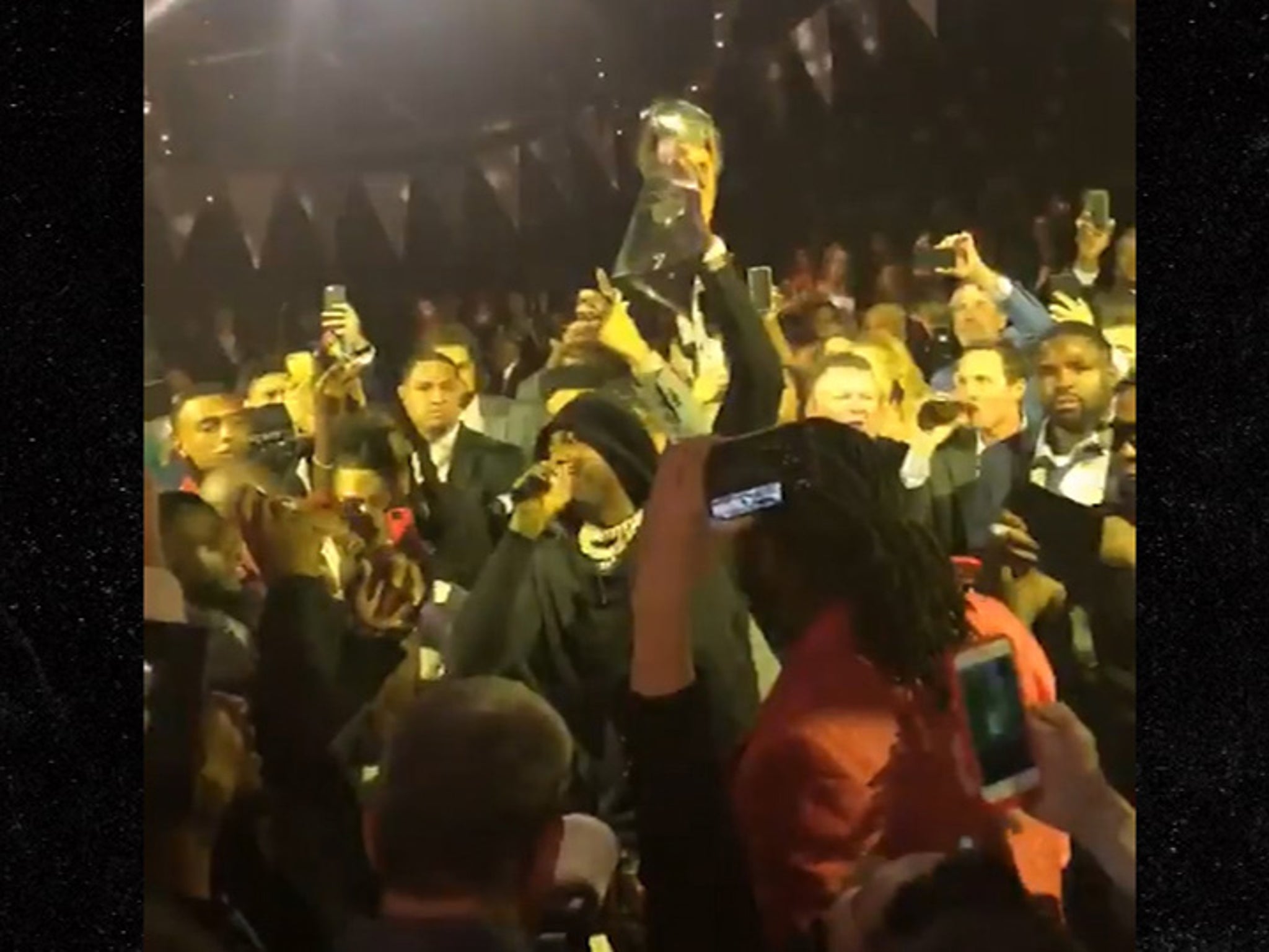 Meek Mill Cheers on Philadelphia Eagles at Pre-Super Bowl Show