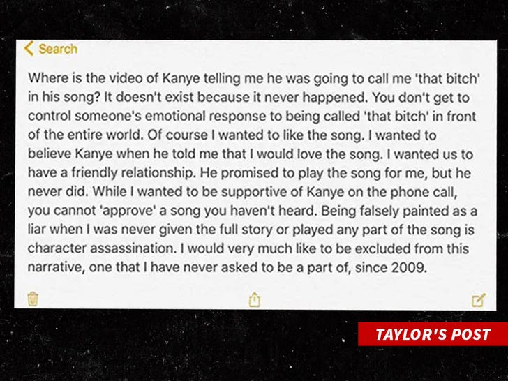 taylor swift post about kanye