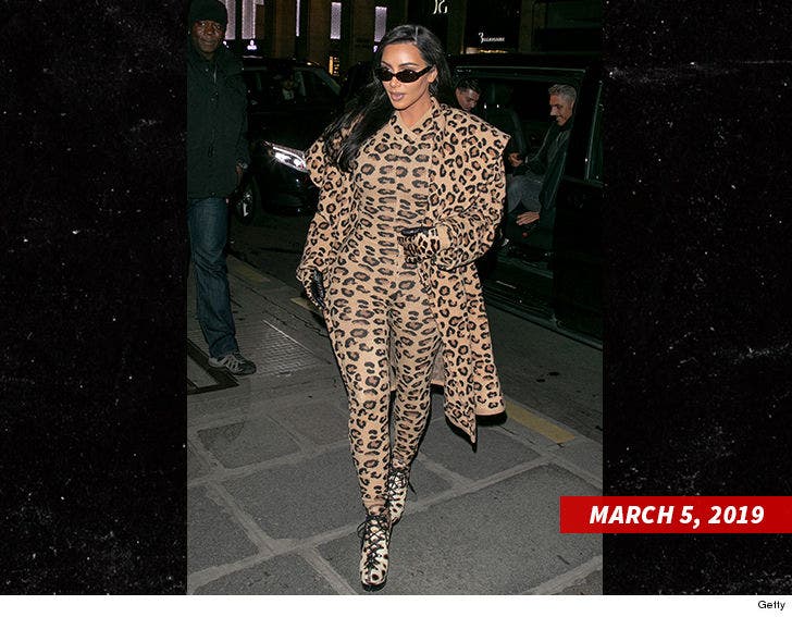 Kim Kardashian Rocks Leopard Print Suits for Paris Fashion Week