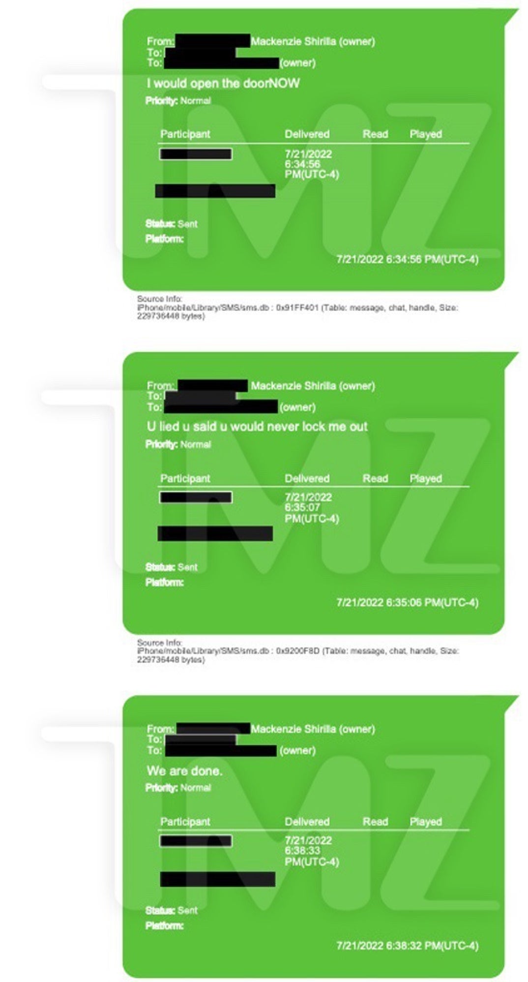 Mackenzie Shirilla Dominic Russo Text Week Leading Up To Crash 7