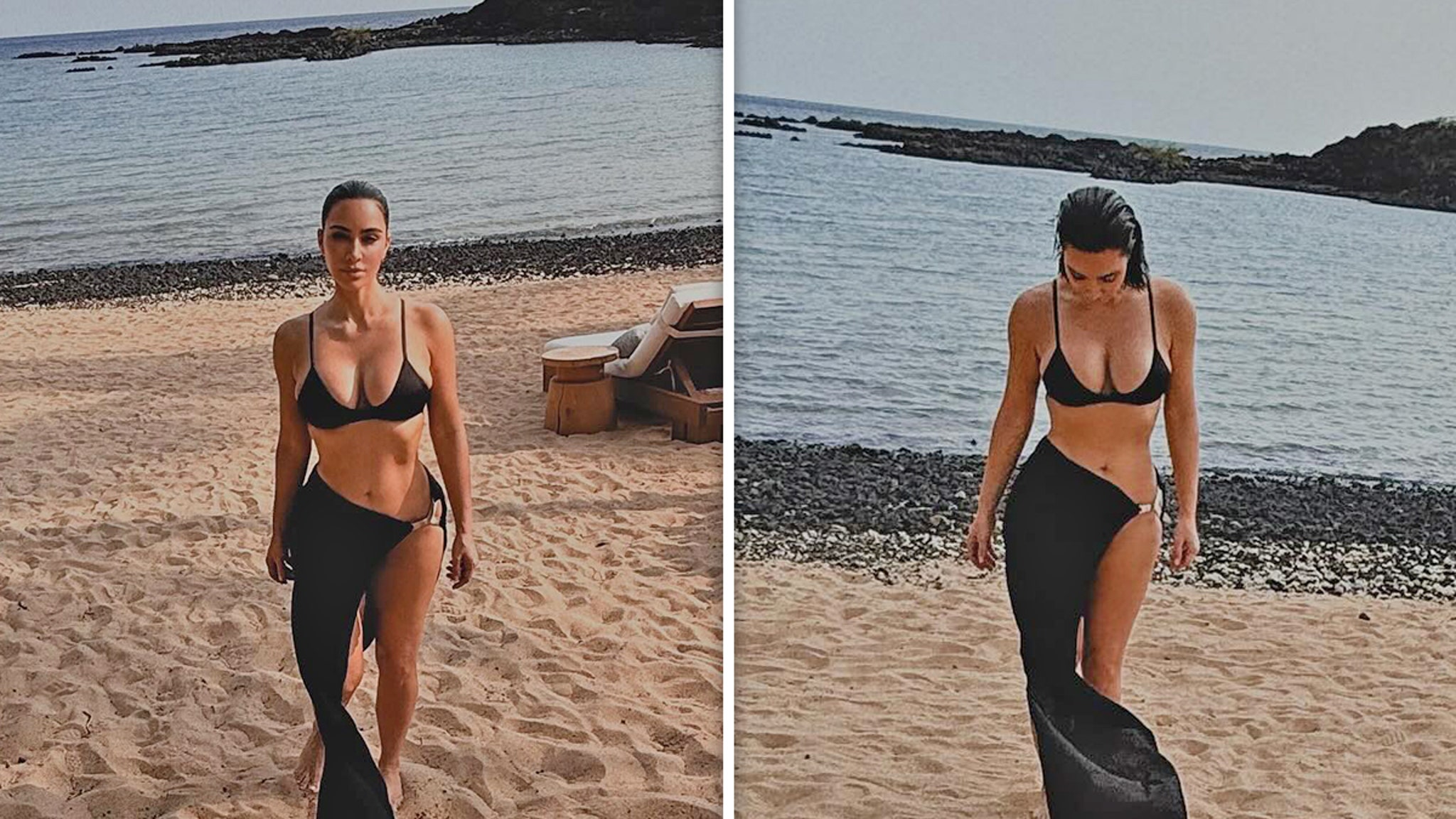 Kim Kardashian Makes a Splash in Stylish Swimsuit at Tropical Beach