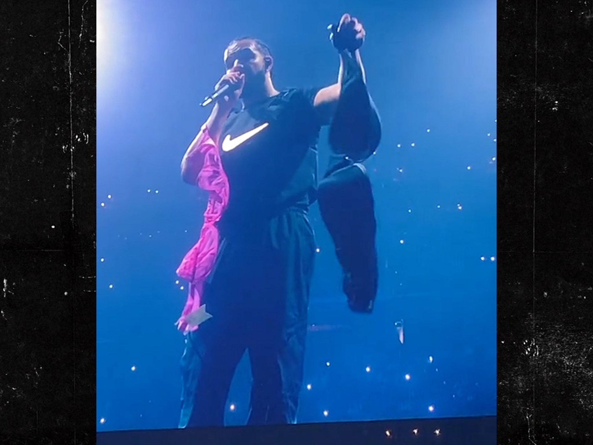 Drake get gets the largest bra ever thrown at him at his show