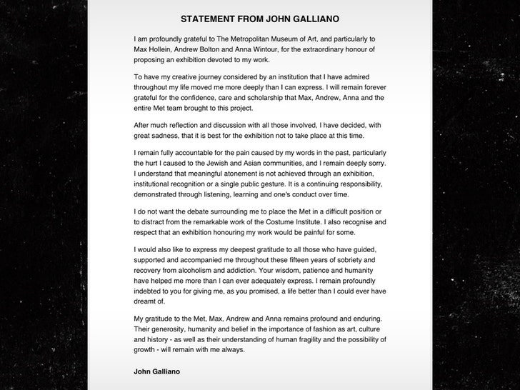 john galliano statement insta 1