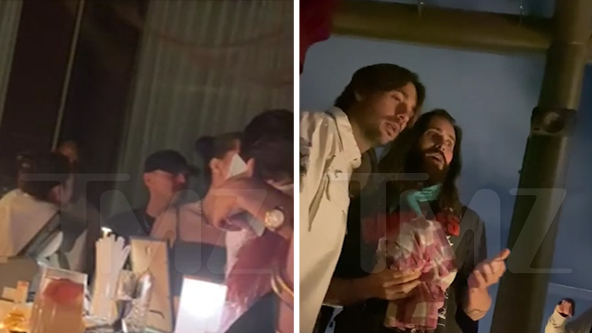 Leonardo DiCaprio hangs out with Jared Leto at a party during New York Fashion Week