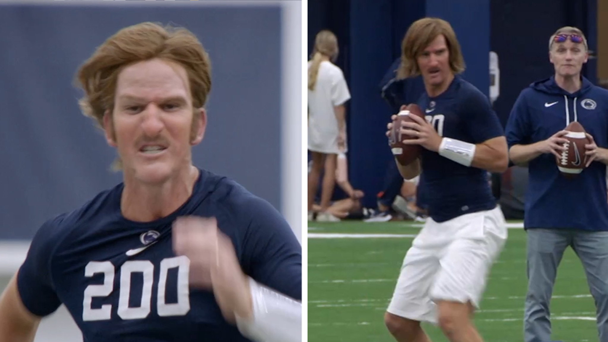 Eli Manning Cakes On Makeup, Dons Wig To ‘Try Out’ For Penn State Football Team