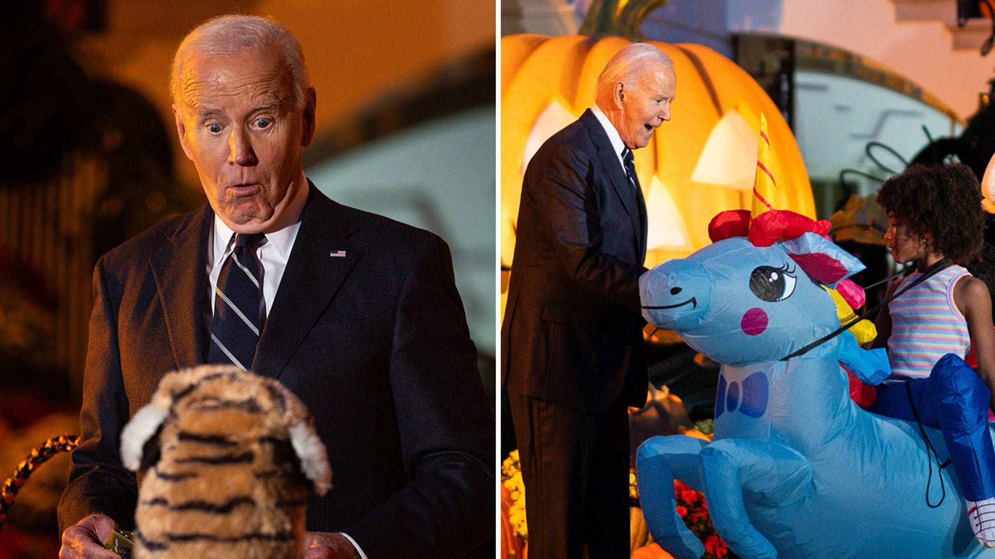 Biden Pretends to Chomp Kids, Admires Costumes at White House Halloween Event