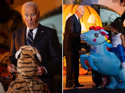 Joe Biden Smiling At Kids In Costumes In Front Of The White House