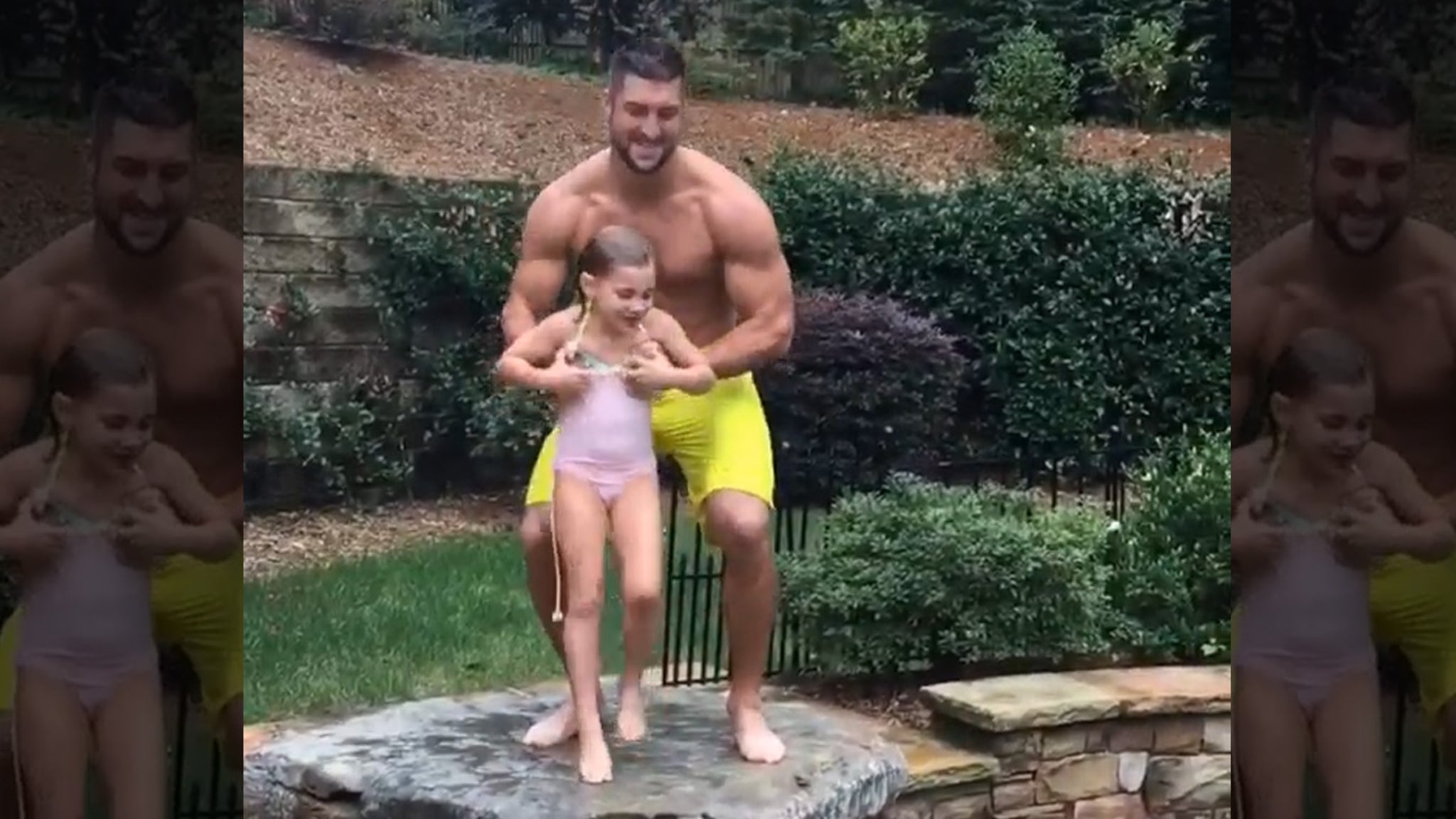 Tim Tebow -- Jacked, Shirtless, Tossing Children.