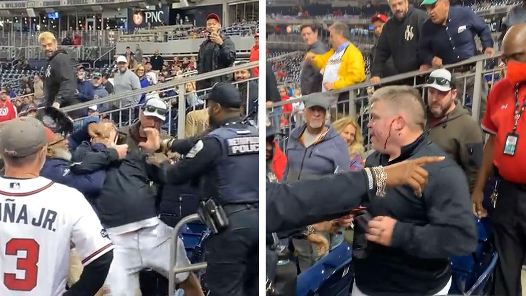 MLB-Fan trifft, beißt das Stadion und läutet wilde Auseinandersetzungen beim Spiel Nationals vs. Braves ein