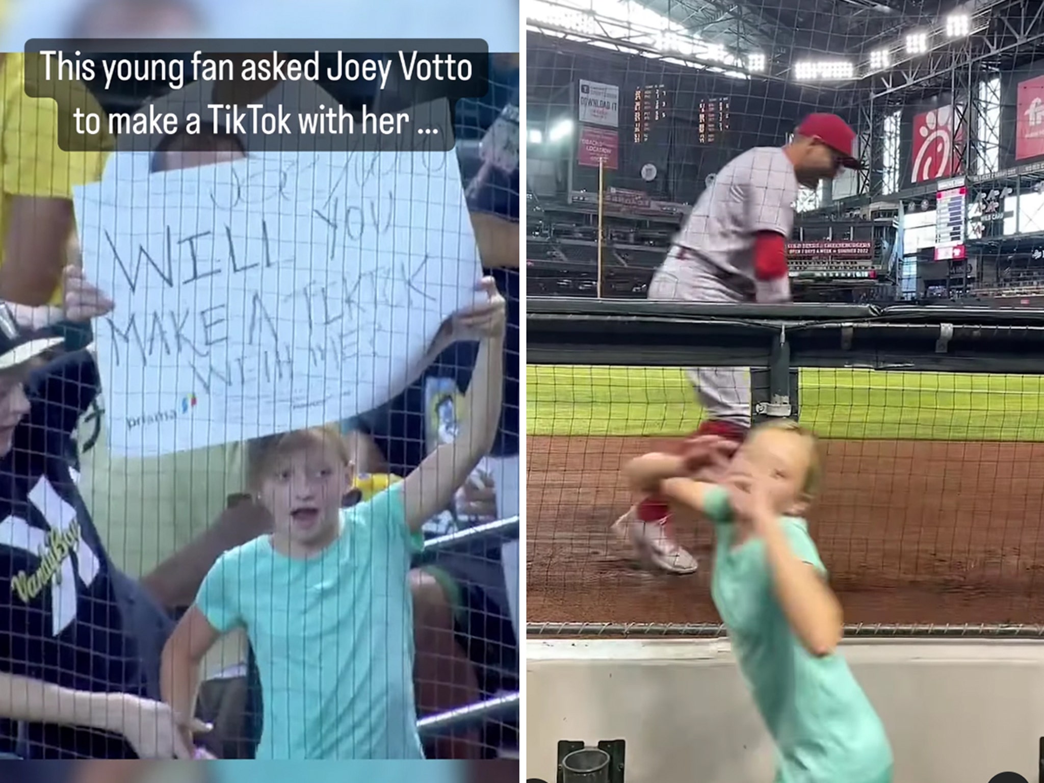 Joey Votto makes a TikTok with young fan, 06/13/2022