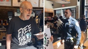 James Cromwell Superglues Hand to Starbucks Counter for PETA Protest