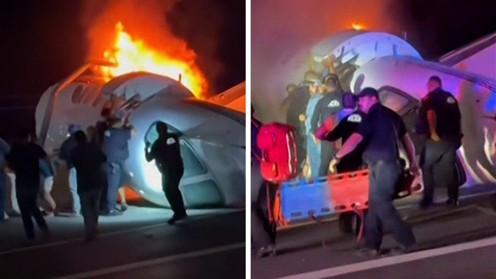 Video: People Jump to Rescue After Plane Catches Fire Following Crash on Highway