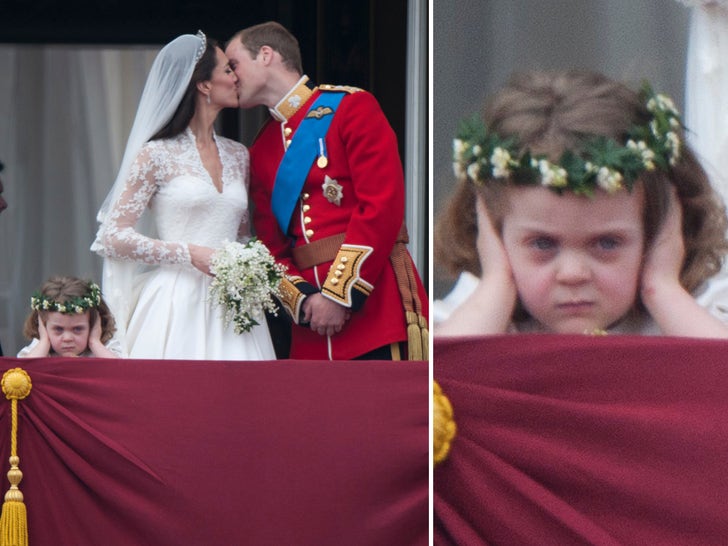Mini royalty Grace van Cutsem was given the duties as flower girl for Will and Kate's royal wedding back in 2011 ... but her grumpy shots during the kissing photos on the balcony gave a whole new mood to the event!