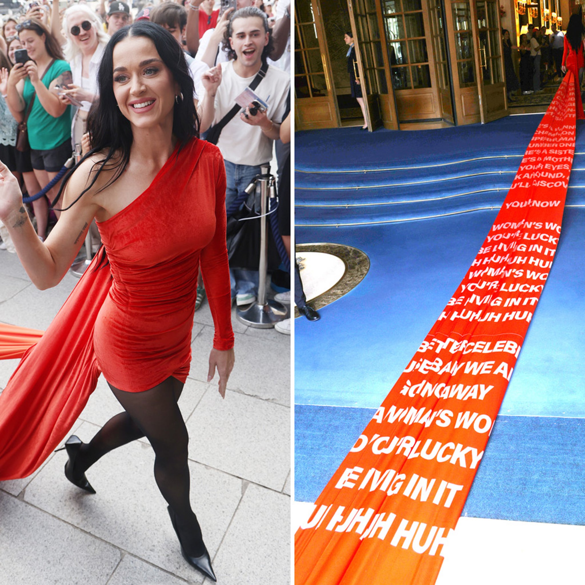 Katy Perry Wears Long Dress Featuring Lyrics to Unreleased Song, image size:2048x2048
