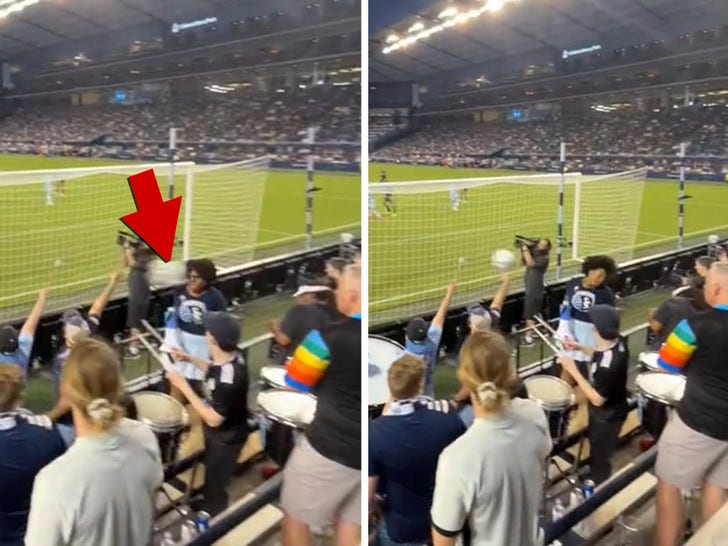 Fan Hit by Soccer Ball