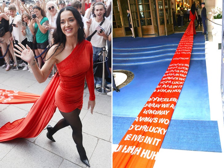 Katy Perry's Long Dress At Paris Fashion Week