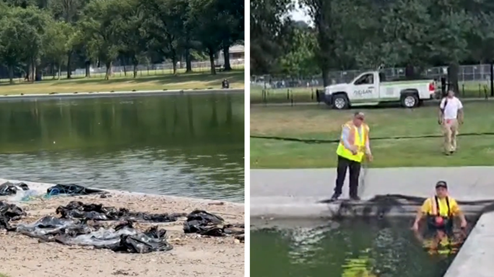 D.C. REFLECTING POOL TRASHED AFTER FOURTH