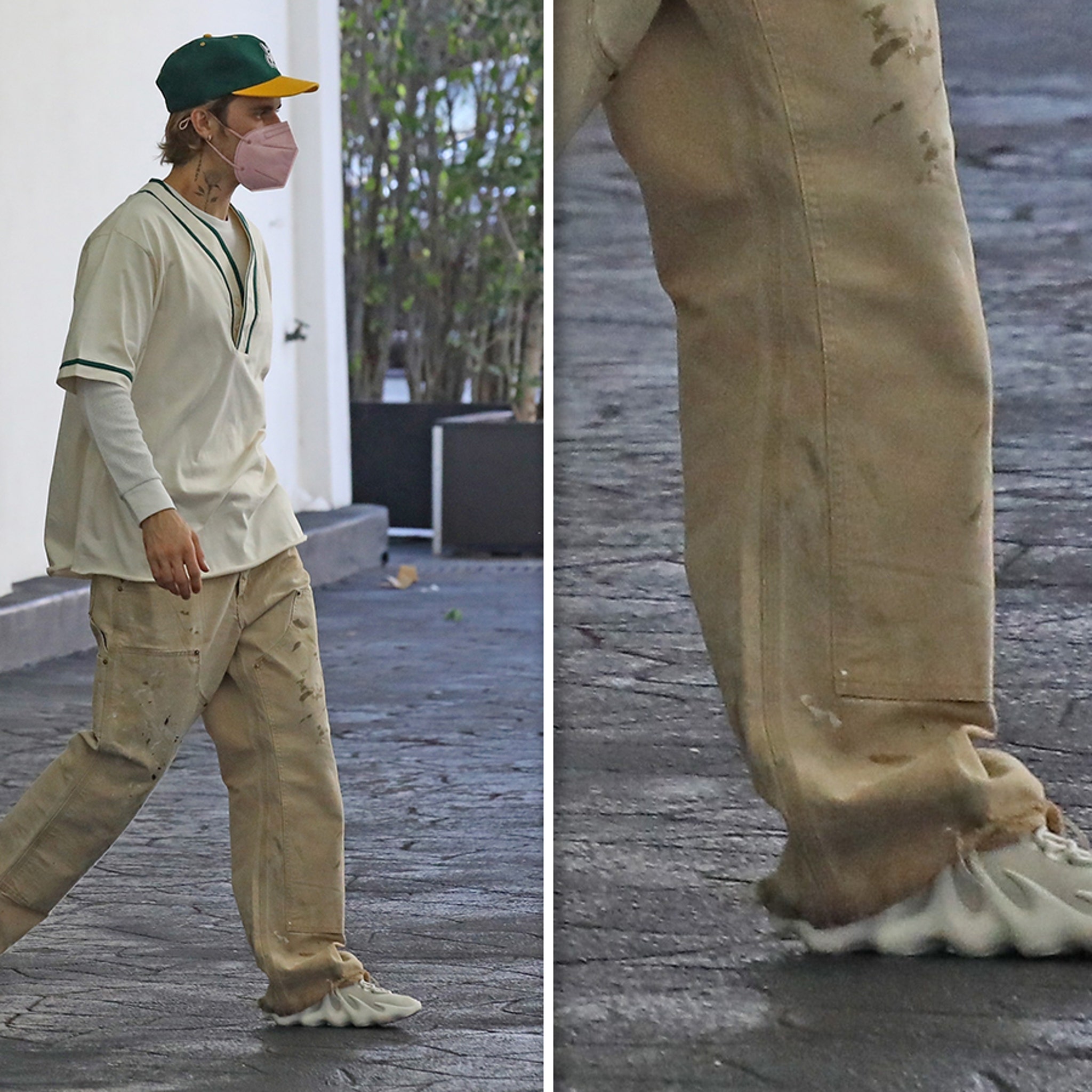 Justin Bieber Rocking Kanye's Sold-Out Yeezy 450 in Cloud Whites
