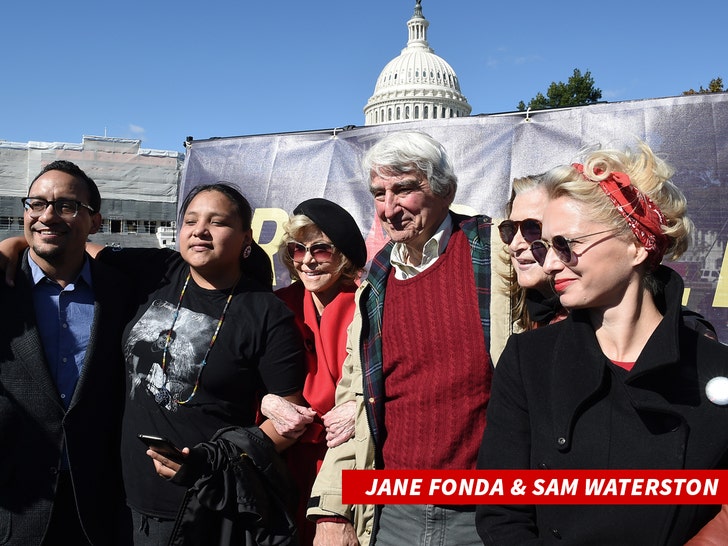 1018 Jane Fonda and actor Sam Waterston join a climate change protest outside the US Capitol getty