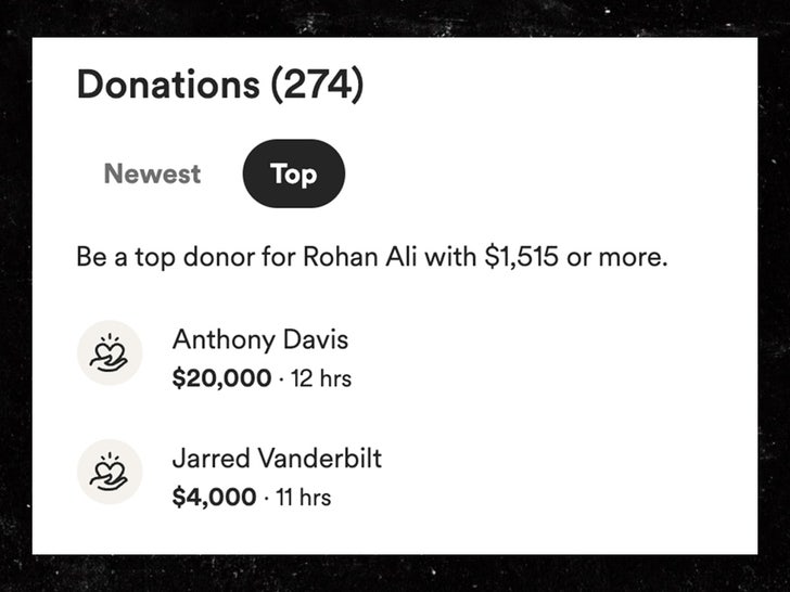 rohan ali donasi anthony davis jarred vanderbilt gofundme donasi