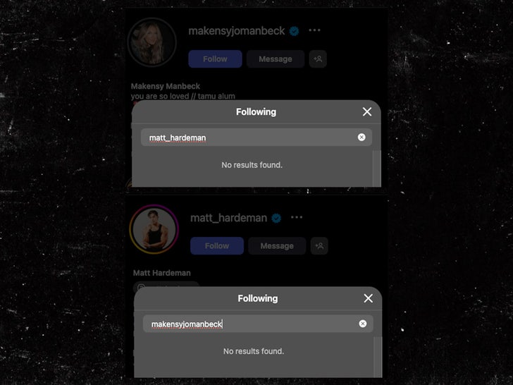 Matt Hardiman Makensy Manbeck instagram unfollow sub