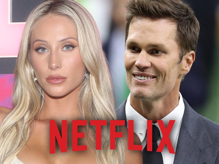 main alix earl, tom brady right with netflix logo getty