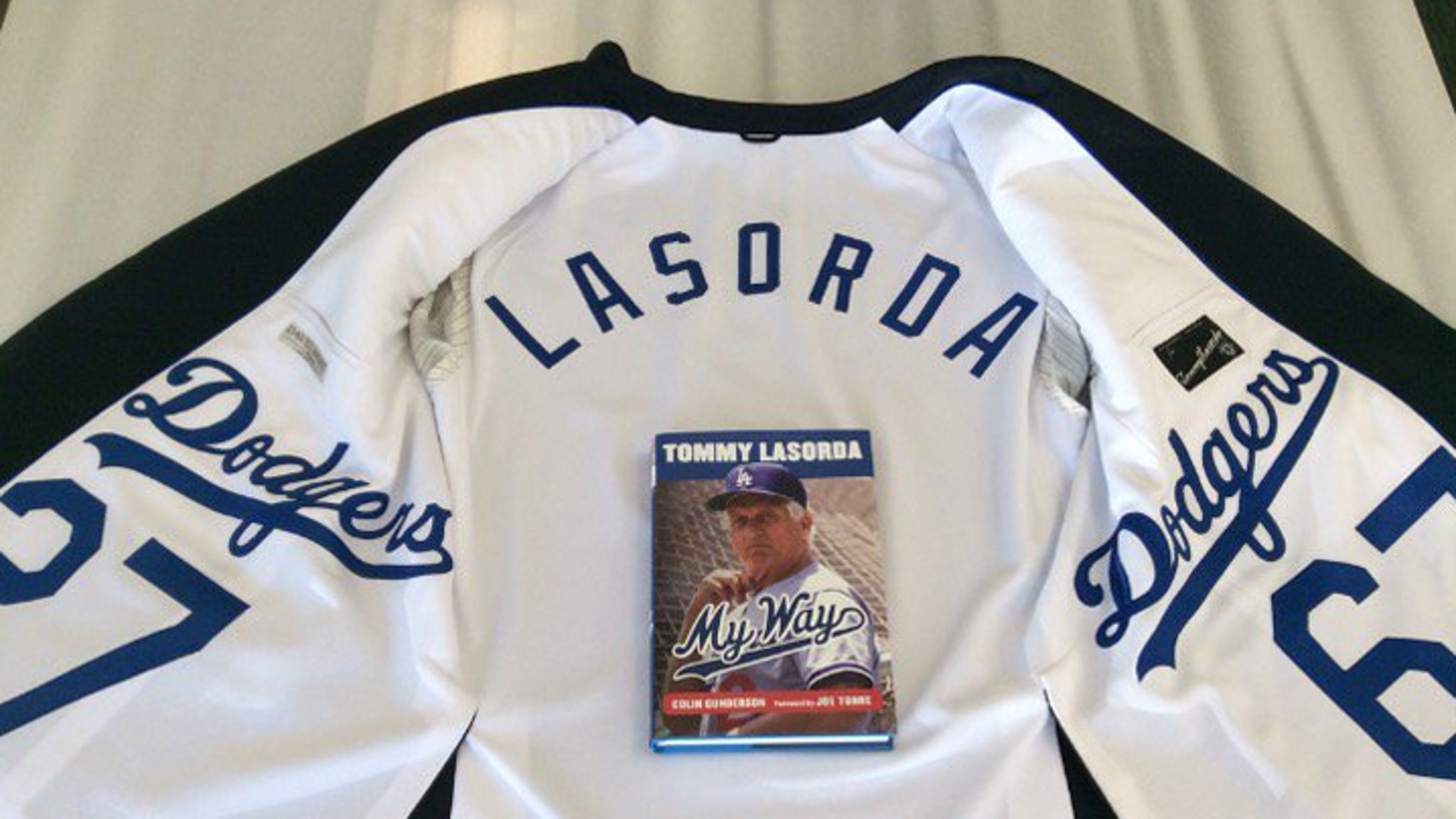 Tommy Lasorda Gets Dodger Jersey-Lined Blazer