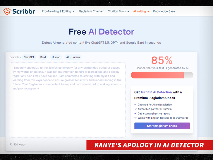 Kanye's Apology In AI Detector