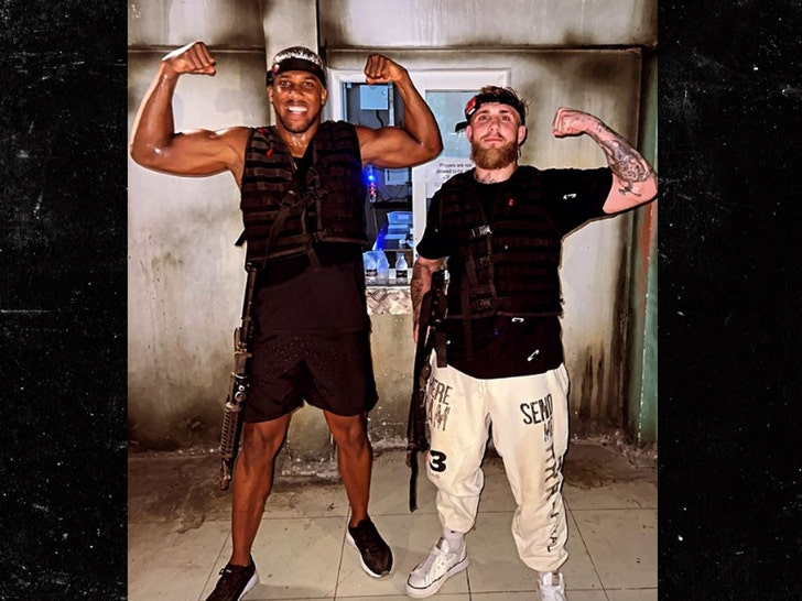 Jake Paul posting with Anthony Joshua